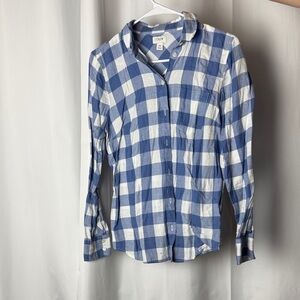 J. Crew Blue and White Checked Button-Down Shirt